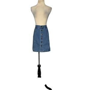 Papaya blue denim buttoned mini skirt size large